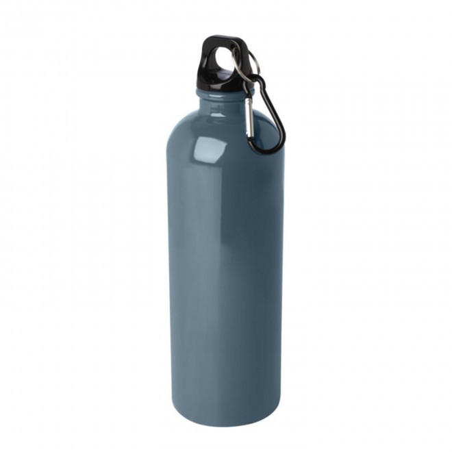 GOURDE ACIER RECYCLE 750ML PERSONNALISABLE 'AVEREST' MOUSQUETON NOIR - bleu gris