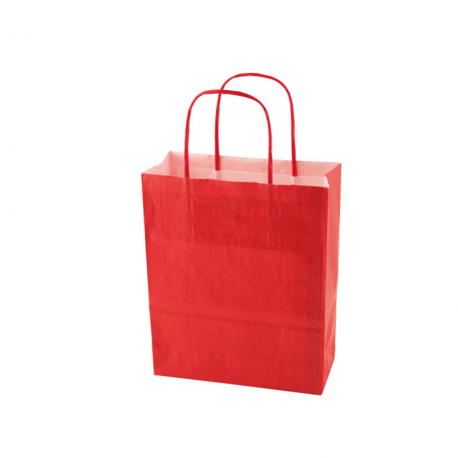 SAC PAPIER KRAFT PUBLICITAIRE ANSES TORSADEES 'CUBANO' 22X31X10 cm 90 GR/M² - rouge