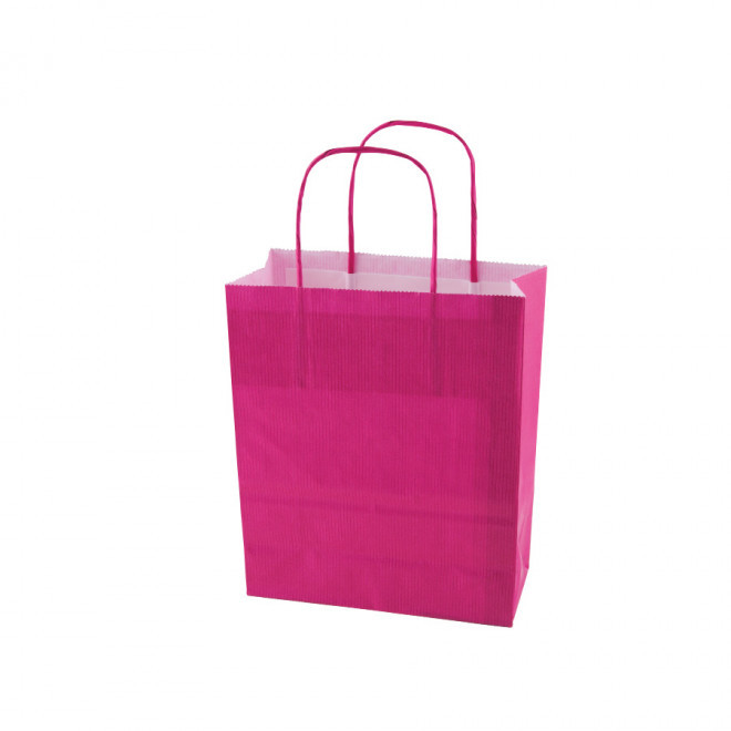 SAC PAPIER KRAFT PUBLICITAIRE ANSES TORSADEES 'CUBANO' 22X31X10 cm 90 GR/M² - rose