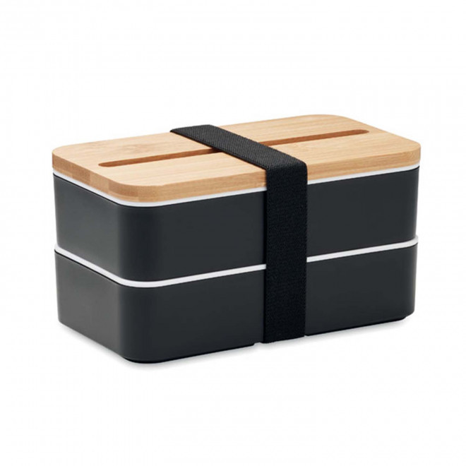 LUNCH BOX PERSONNALISABLE A DEUX NIVEAUX 'RAVUN' 4J - noir