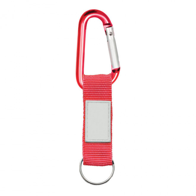 PORTE-CLES PUBLICITAIRE MOUSQUETON AVEC LANIERE 'HOOK' - rouge clair