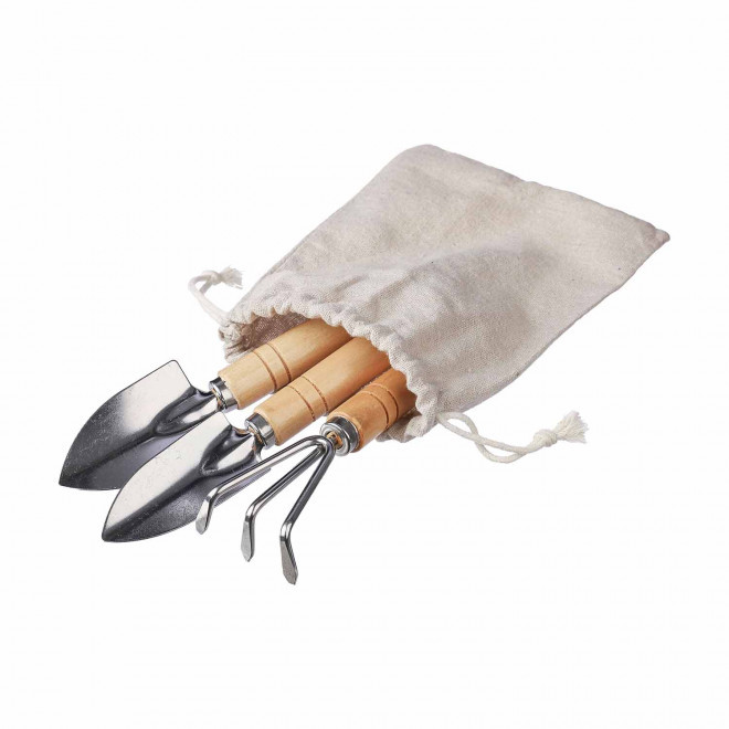 SET DE JARDINAGE AVEC POCHON PERSONNALISABLE 'BULBY' - écru