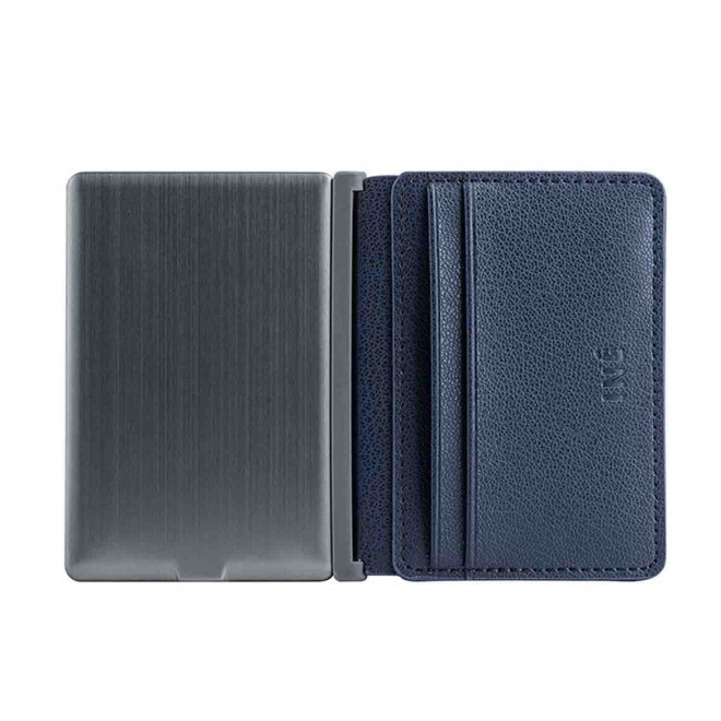 EXPRESS 72H - PORTE-CARTES PERSONNALISÉ RECYCLÉ AVEC POWERBANK 3 000 MAH XOOPAR® 'INE' - bleu