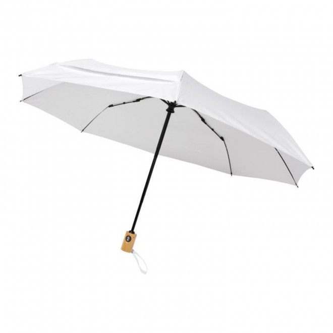 PARAPLUIE TEMPETE PERSONNALISE 'WESTPORT RPET BOIS' - blanc