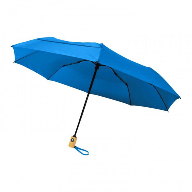 PARAPLUIE TEMPETE PERSONNALISE 'WESTPORT RPET BOIS' - bleu clair