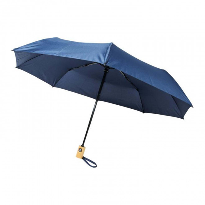 PARAPLUIE TEMPETE PERSONNALISE 'WESTPORT RPET BOIS' - bleu marine