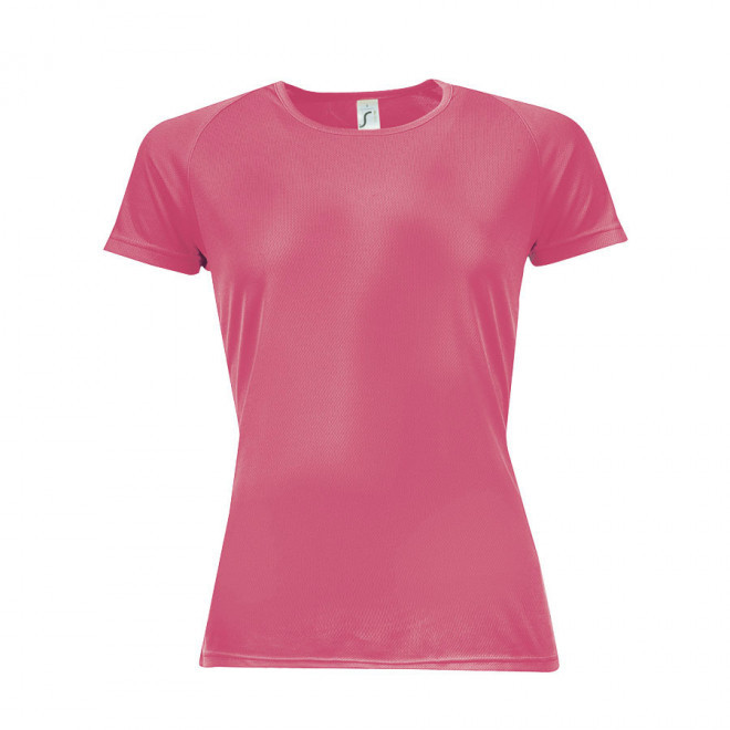 TEE-SHIRT PERSONNALISÉ RESPIRANT FEMME 'SPORTY' 140 GR/M² - corail fluo