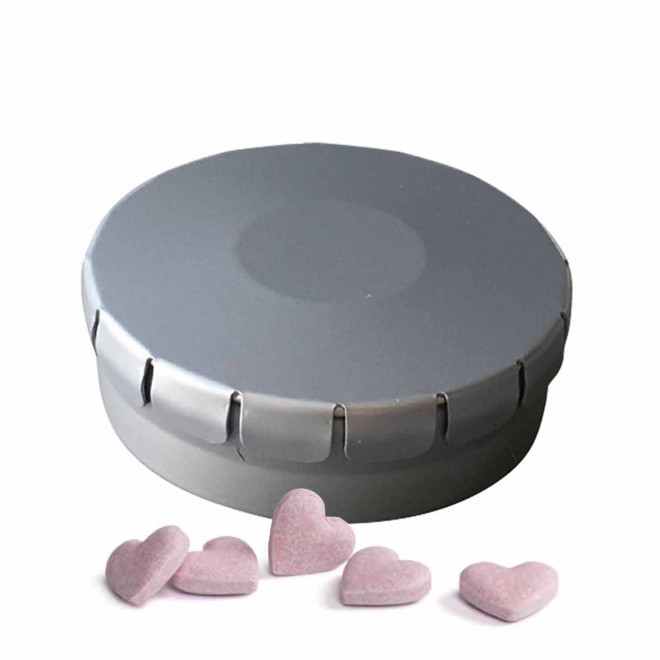 EXPRESS 48H - BOÎTE À BONBONS COEUR PUBLICITAIRE 'CLIC CLAC' - argenté