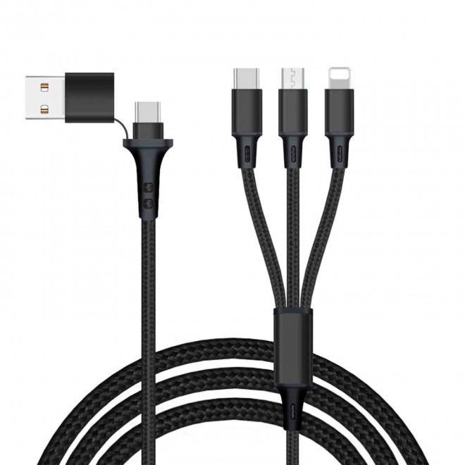 CABLE DE CHARGE PERSONNALISABLE 5 EN 1 12W 'KOLM' - noir