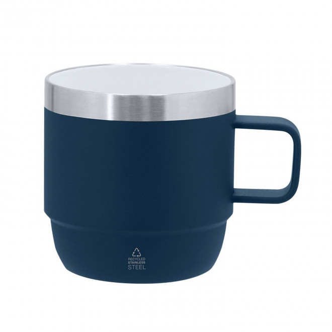 MUG ACIER ET CERAMIQUE PERSONNALISE 180ML 'BLUYVO' - bleu