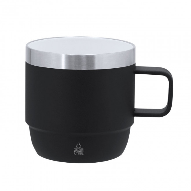 MUG ACIER ET CERAMIQUE PERSONNALISE 180ML 'BLUYVO' - noir