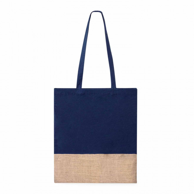 TOTE BAG AVEC JUTE PERSONNALISABLE 'KIRJA' - bleu marine