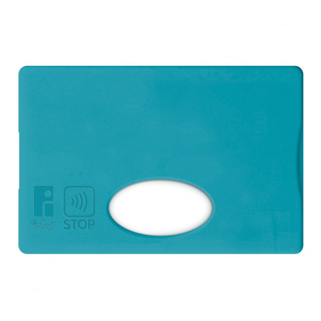 ETUI-CARTE PERSONNALISABLE RIGIDE ANTI-RFID 'LINZ' - bleu