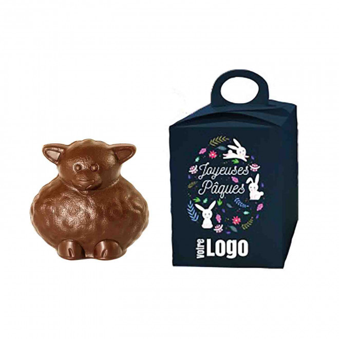 MOULAGE EN CHOCOLAT BIO NOIR OU AU LAIT PERSONNALISÉ LPCC® 'CHOCO' - mouton chocolat au lait