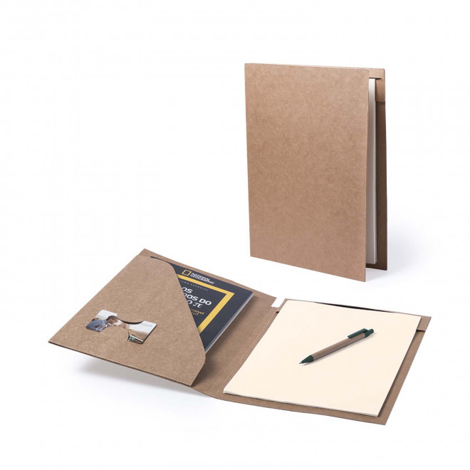 POCHETTE A4 AVEC STYLO PERSONNALISABLE 'CARTONEO STYLO' - kraft