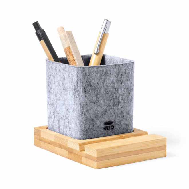 POT À CRAYONS FEUTRINE RPET PERSONNALISABLE 'UFFICIA' - gris