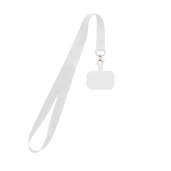TOUR DE COU TELEPHONE RPET PERSONNALISABLE MIE 'WARNA' - blanc