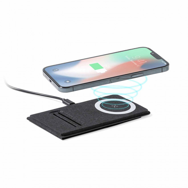 SUPPORT TELEPHONE INDUCTION 15W PERSONNALISABLE 'PLEY' - noir