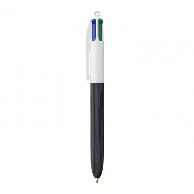 EXPRESS 72H - STYLO BIC® 4 COULEURS 'WOOD STYLE'  - blanc/noir