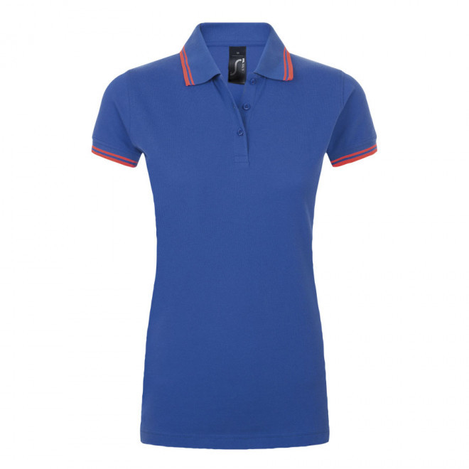 POLO BICOLORE PERSONNALISABLE FEMME 'PASADENA' 200 GR/M² - royal/corail