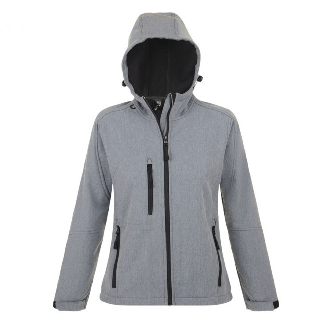 VESTE SOFTSHELL A CAPUCHE FEMME 'REPLAY' 340 GR/M² - gris chiné