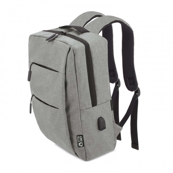 SAC A DOS PERSONNALISABLE POUR ORDINATEUR 'OGLIO CONNECT' - gris chiné