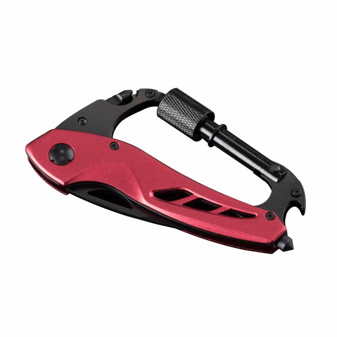 COUTEAU PERSONNALISE PLIABLE MOUSQUETON 'RIGOZA' - rouge