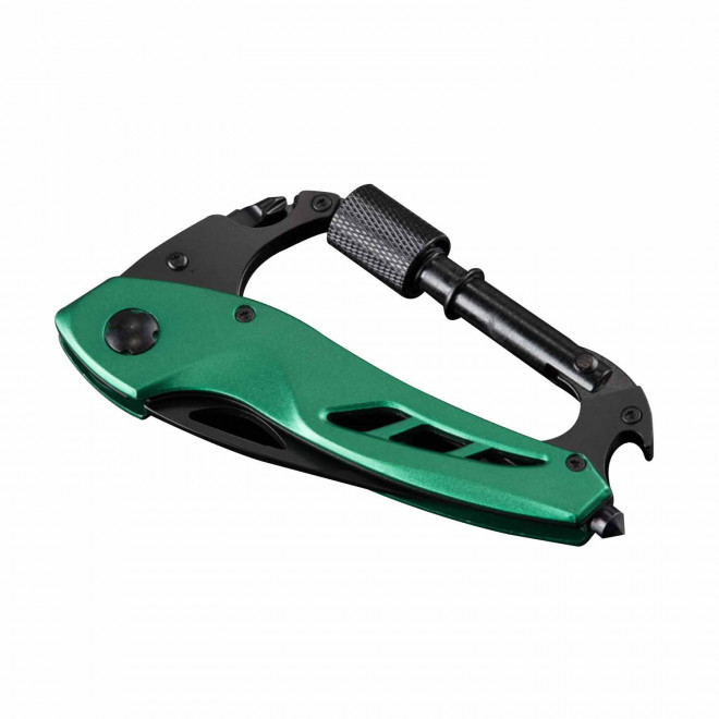 COUTEAU PERSONNALISE PLIABLE MOUSQUETON 'RIGOZA' - vert