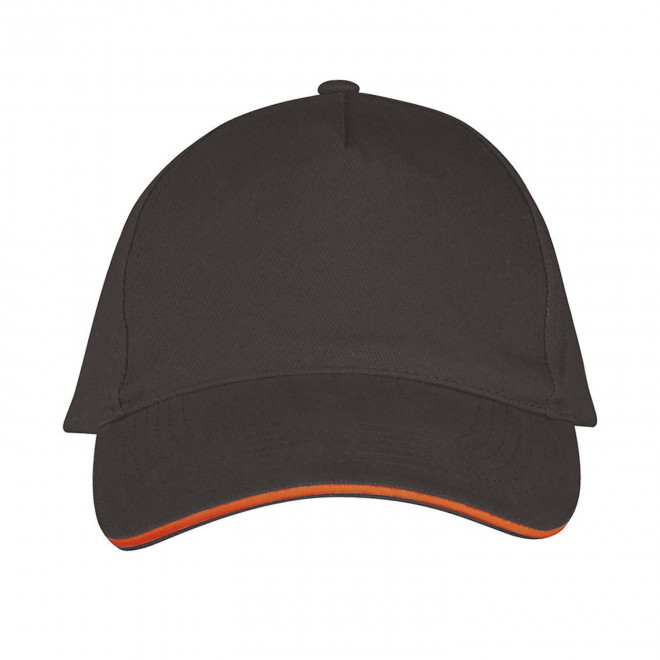 CASQUETTE PERSONNALISEE 'LONG BEACH' 260 GR/M² - gris foncé/orange