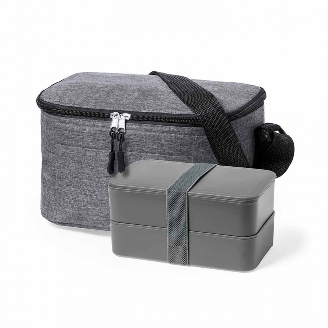 SET PERSONNALISABLE SAC ISOTHERME RPET ET LUNCH BOX 'VAIA' - gris