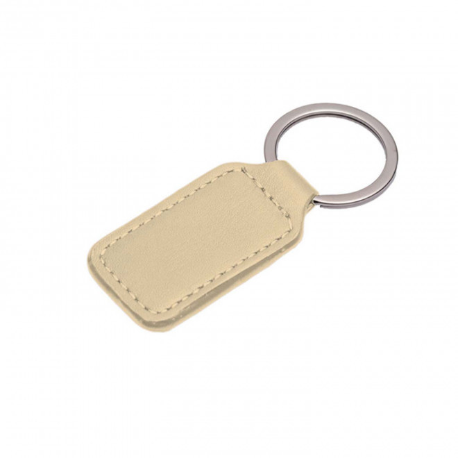 PORTE-CLES PUBLICITAIRE RECTANGLE 'CAMARA' - creme