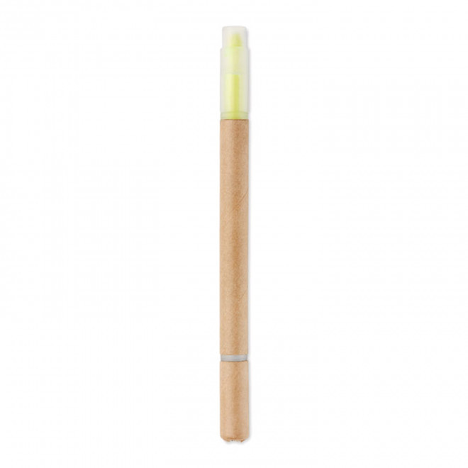 STYLO ET SURLIGNEUR PERSONNALISABLE 'RIO DUO CARTON' - jaune
