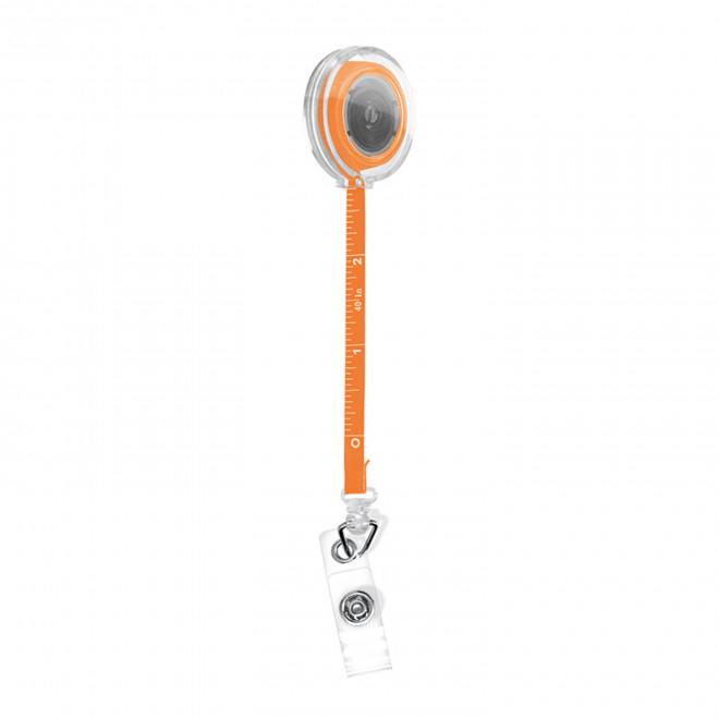 PORTE BADGE PERSONNALISABLE DEROULANT METRE RUBAN 'METRIM' - orange