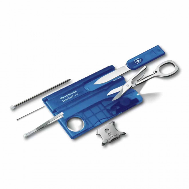 SWISS CARD 12 FONC PERSONNALISABLE 'SWISS CARD LITE' - bleu transparent