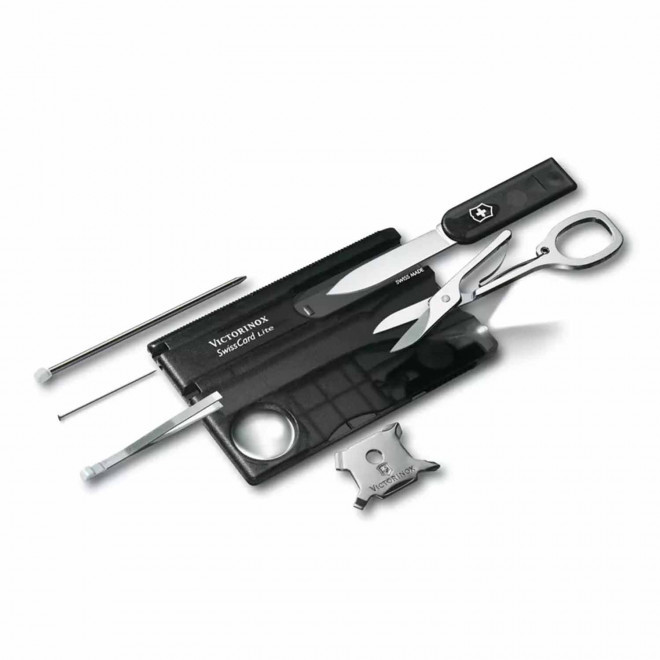 SWISS CARD 12 FONC PERSONNALISABLE 'SWISS CARD LITE' - noir transparent