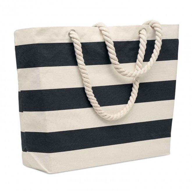 SAC DE PLAGE PERSONNALISABLE EN COTON 'IBIZA COTON' - noir