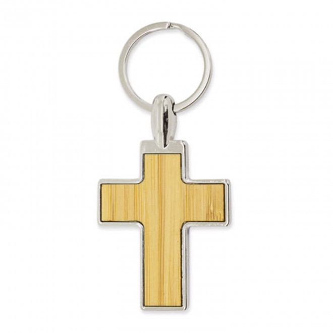 PORTE-CLÉ CROIX PERSONNALISÉ EN BOIS 'CASAWOOD' - croix