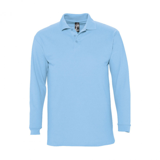 POLO PUBLICITAIRE MANCHES LONGUES HOMME 'WINTER II' - bleu ciel
