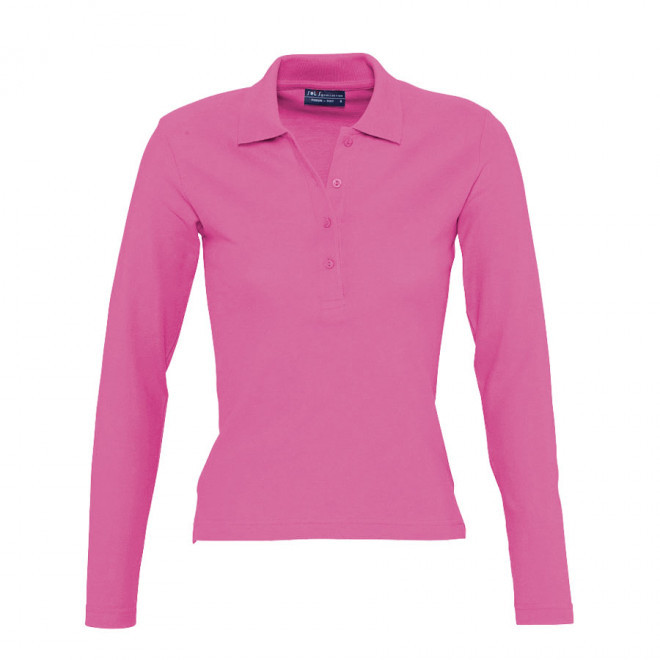 POLO PUBLICITAIRE FEMME MANCHES LONGUES 'PODIUM' - rose flash