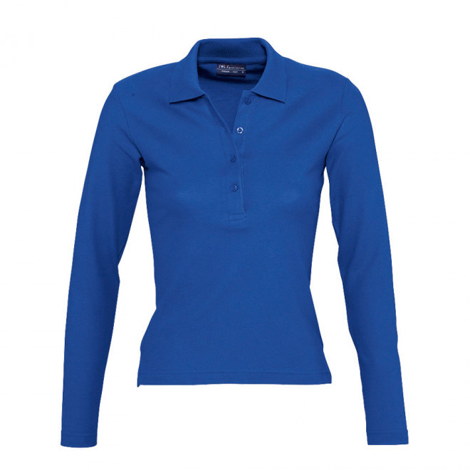 POLO PUBLICITAIRE FEMME MANCHES LONGUES 'PODIUM' - bleu royal