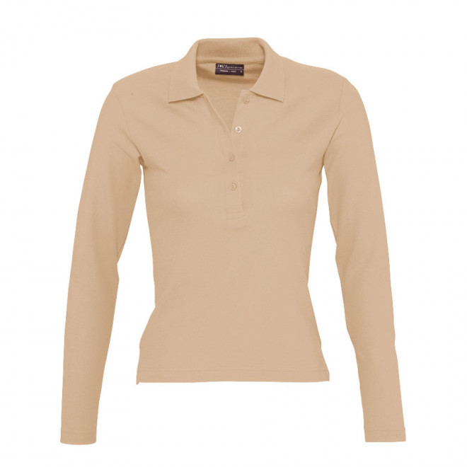 POLO PUBLICITAIRE FEMME MANCHES LONGUES 'PODIUM' - sable