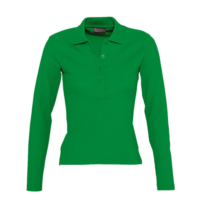 POLO PUBLICITAIRE FEMME MANCHES LONGUES 'PODIUM' - vert prairie