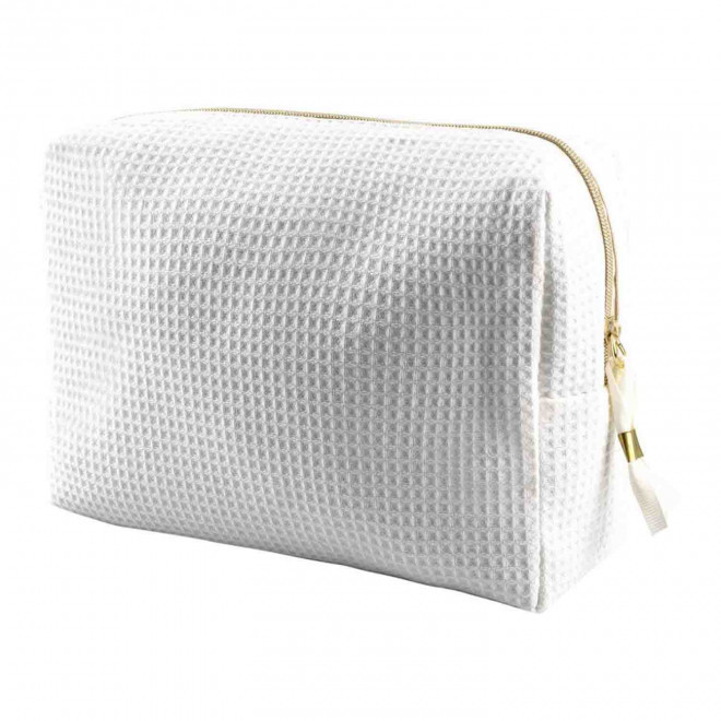 TROUSSE DE TOILETTE COTON PERSONNALISABLE 'WAFFLYT' - blanc