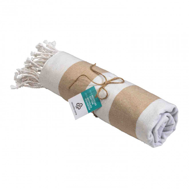 PAREO/FOUTA PERSONNALISABLE 'HORTENSE 180 RECYCLE RAYE' - écru