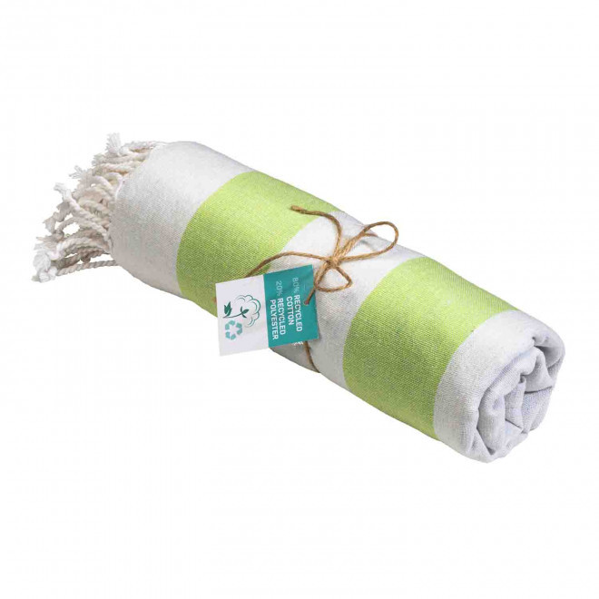 PAREO/FOUTA PERSONNALISABLE 'HORTENSE 180 RECYCLE RAYE' - vert pomme
