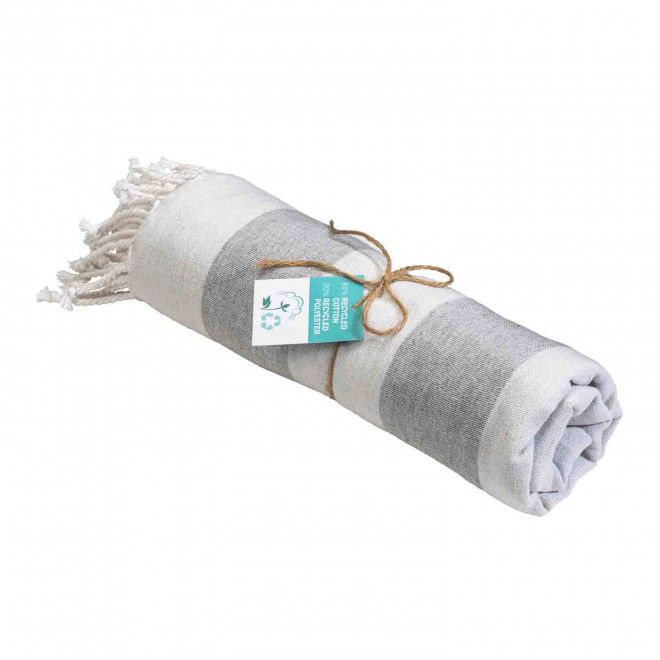 PAREO/FOUTA PERSONNALISABLE 'HORTENSE 180 RECYCLE RAYE' - gris