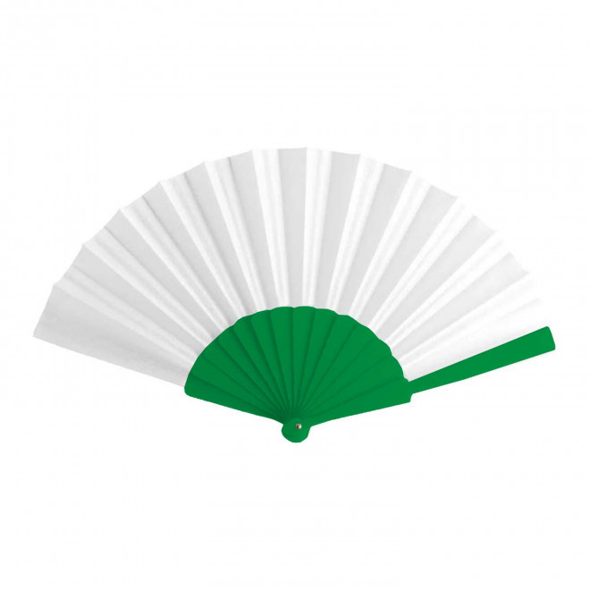 EVENTAIL PERSONNALISABLE EN PLASTIQUE TISSU 'FANNY QUADRI' - vert