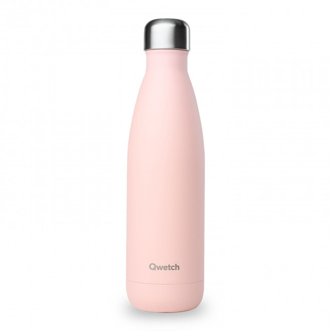 BOUTEILLE ISOTHERME PERSONNALISABLE INOX '500 ML QWETCH®' - rose pastel