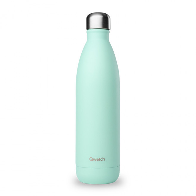 BOUTEILLE ISOTHERME PERSONNALISABLE INOX 750 ML QWETCH® - vert pastel