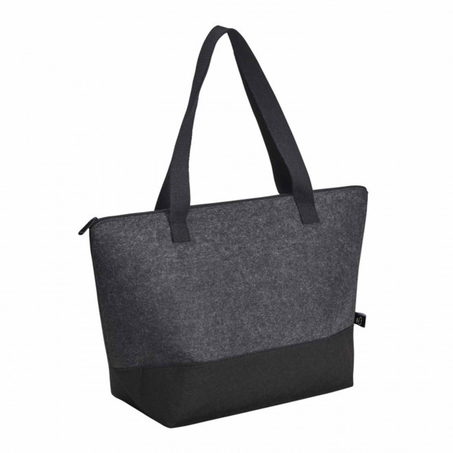 CABAS PERSONNALISABLE EN FEUTRINE RPET 'TALMA' - anthracite chiné